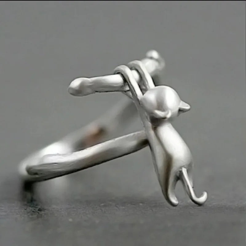 Cat on a Branch Open Ring