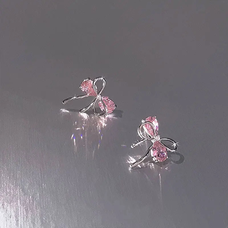 Pink Bow Stud Earrings