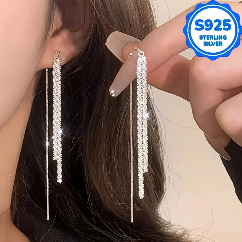 Sparkling Long Drop Earrings