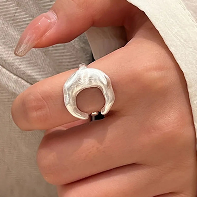 Matte Moon Open Ring