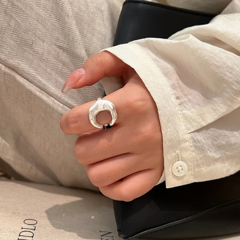 Matte Moon Open Ring