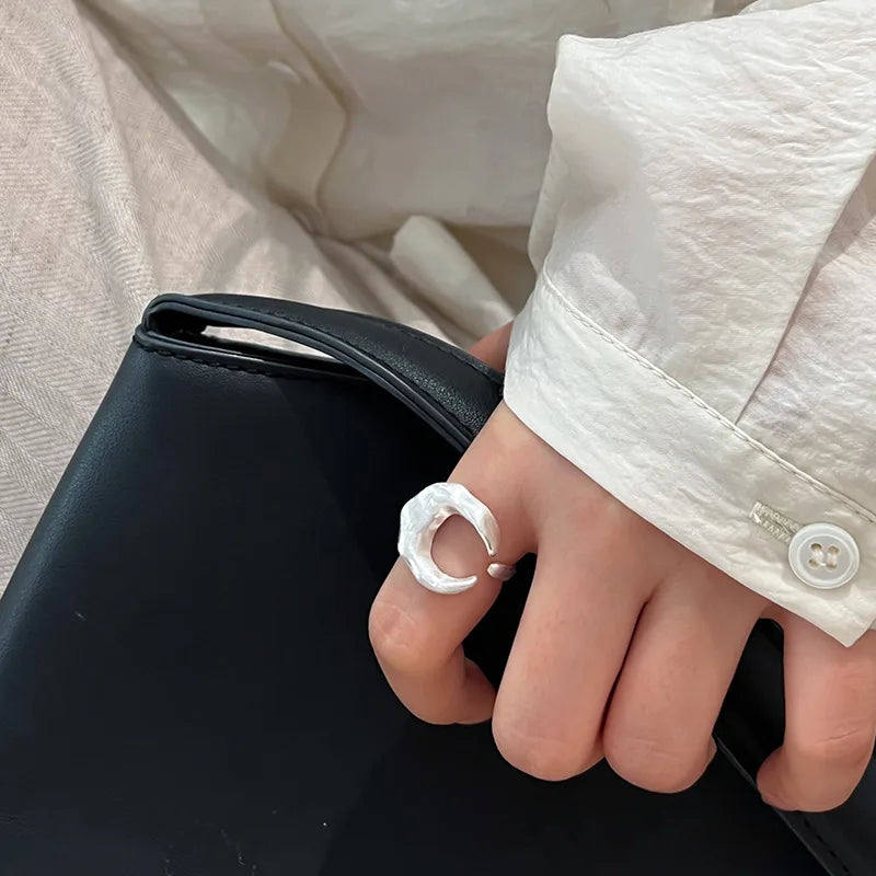 Matte Moon Open Ring
