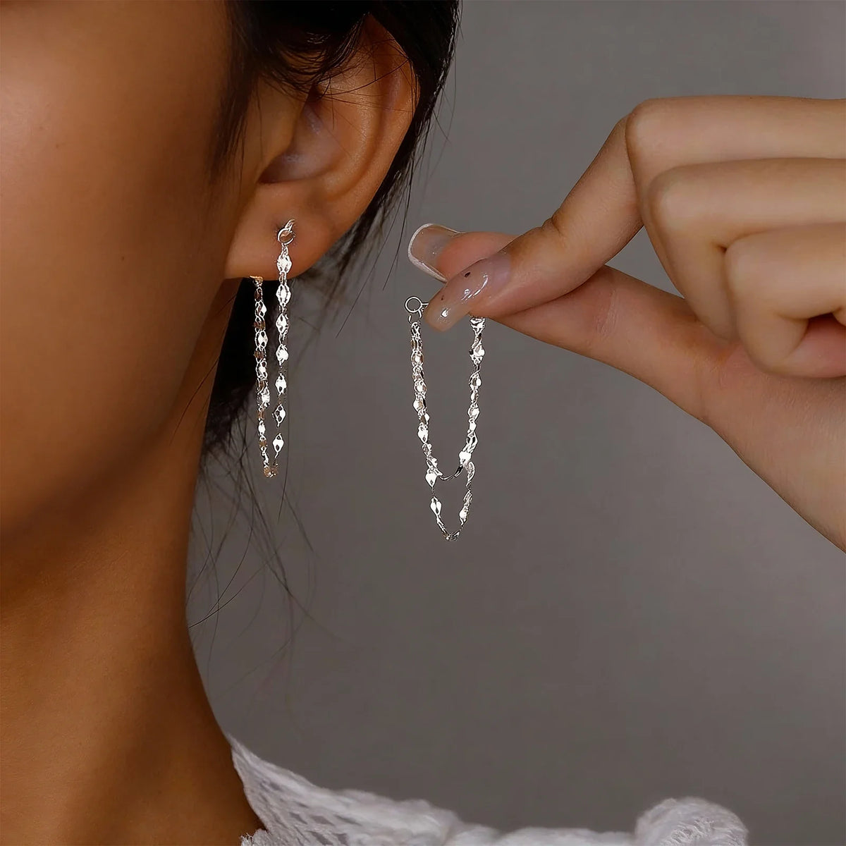 Double-Layer Tassel Chain Earrings