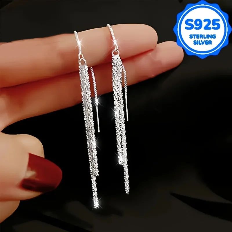 Sparkling Long Drop Earrings