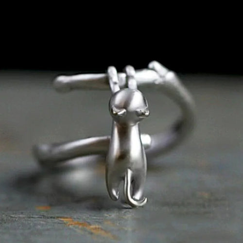 Cat on a Branch Open Ring