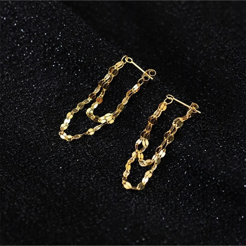 Double-Layer Tassel Chain Earrings