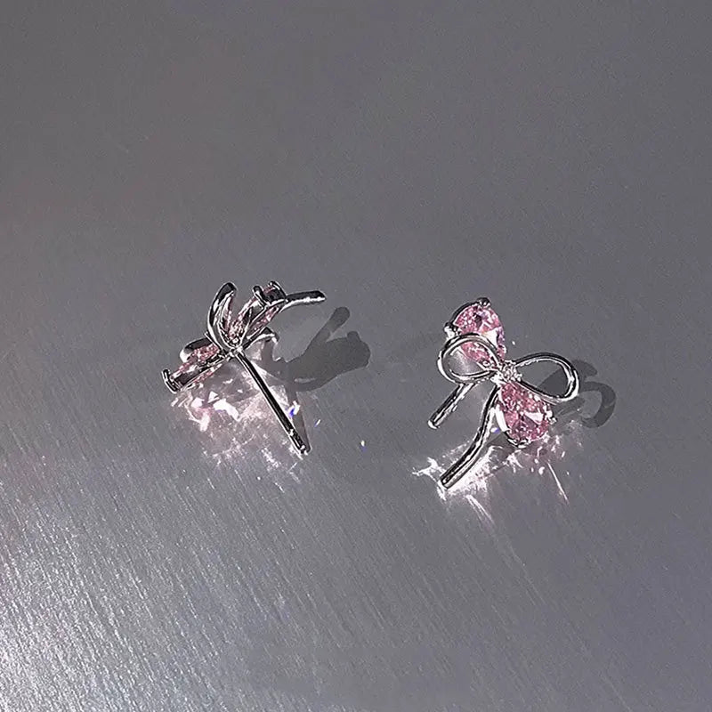 Pink Bow Stud Earrings