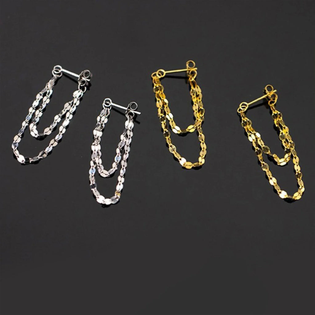 Double-Layer Tassel Chain Earrings