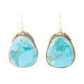 Agave genuine turquoise and bronze drop earrings, front view