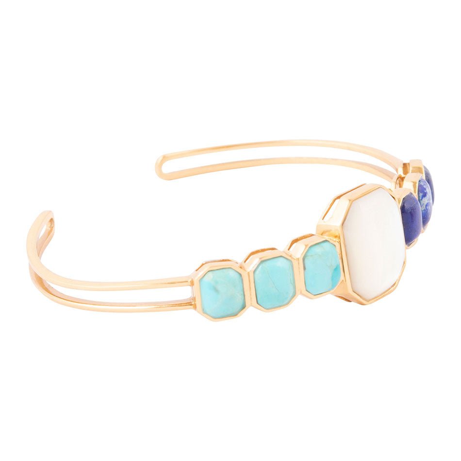 Lapis, turquoise, and mother-of-pearl bronze cuff by Barse Jewelry
