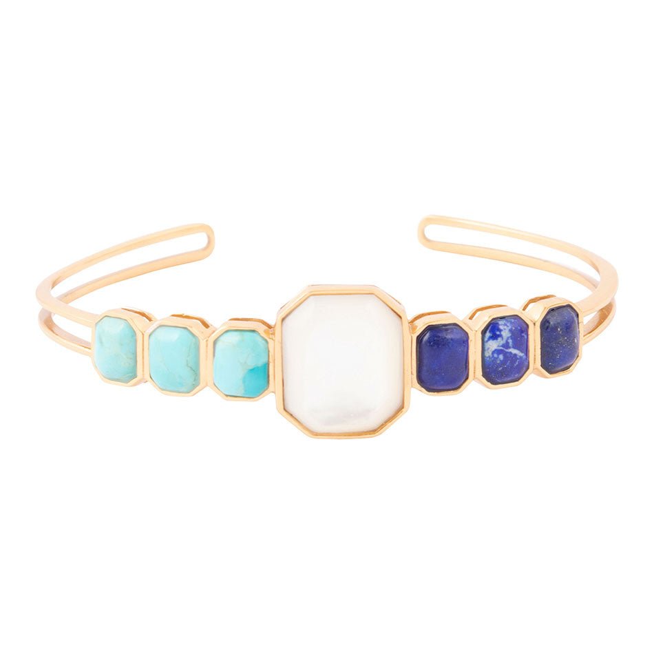 Lapis, turquoise, and mother-of-pearl bronze cuff by Barse Jewelry