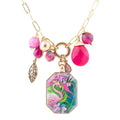 Flamingo Pink Agate Bronze Pendant Necklace