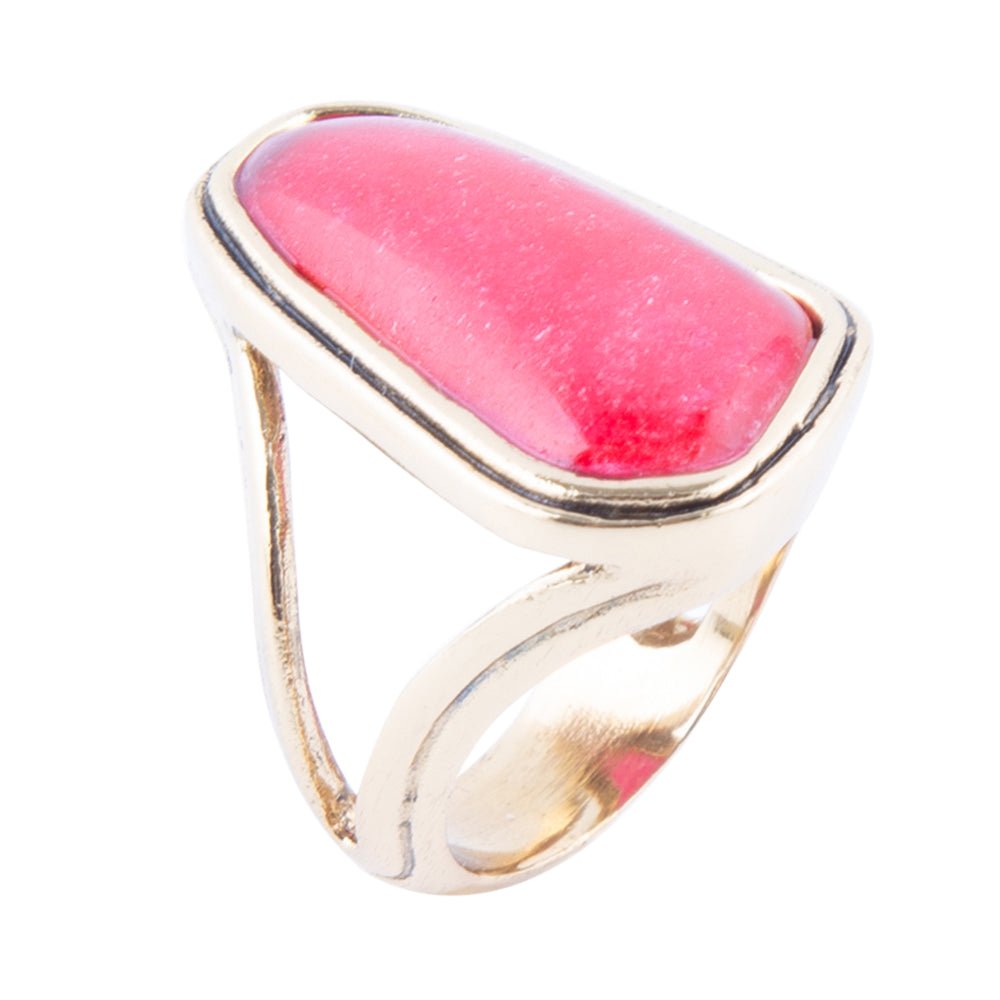 Pink Fuchsia Agate Abstract Ring