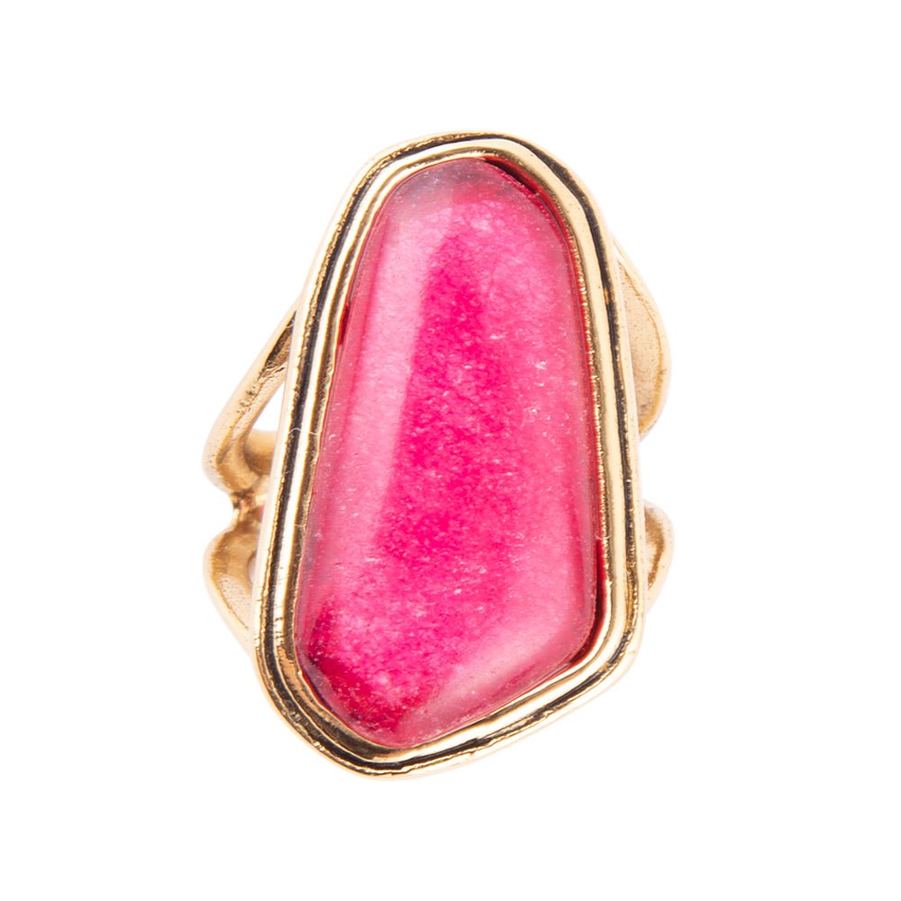 Pink Fuchsia Agate Abstract Ring