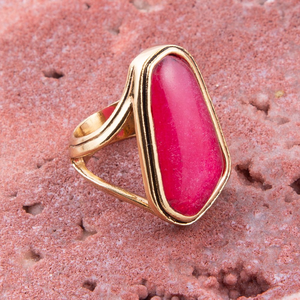 Pink Fuchsia Agate Abstract Ring