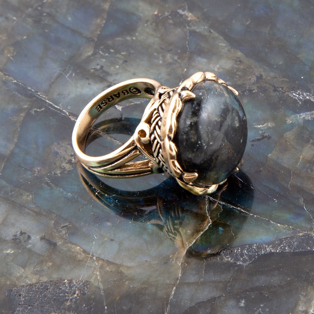 Black Labradorite & Bronze Statement Ring