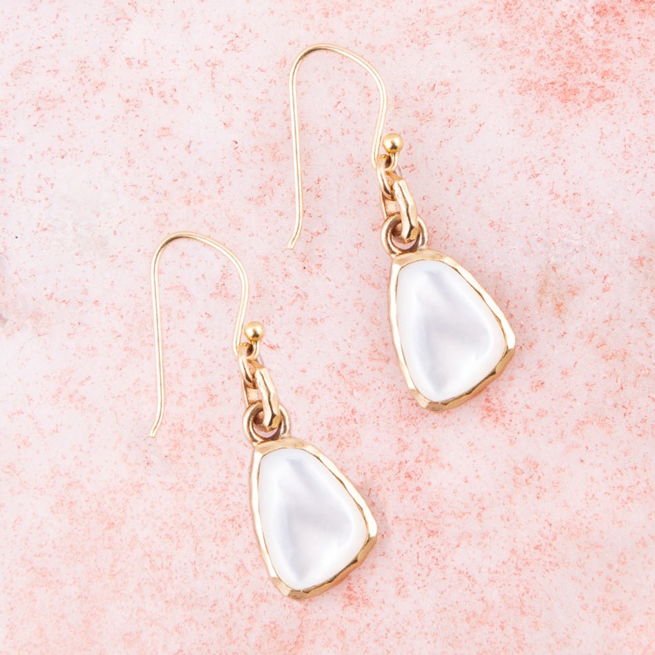 Mother-of-pearl bronze drop earrings by Barse Jewelry