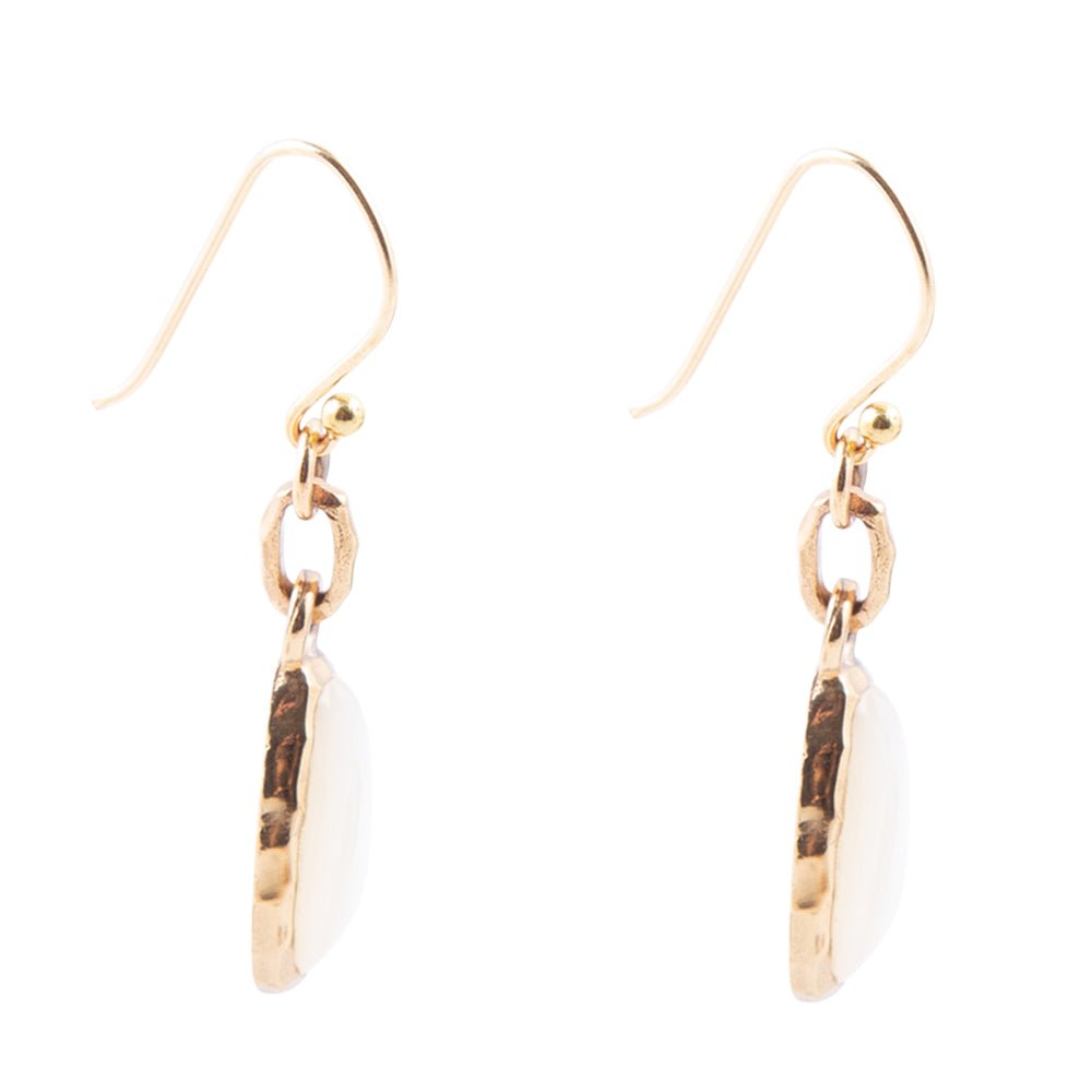 Mother-of-pearl bronze drop earrings by Barse Jewelry