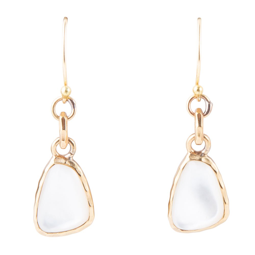 Mother-of-pearl bronze drop earrings by Barse Jewelry