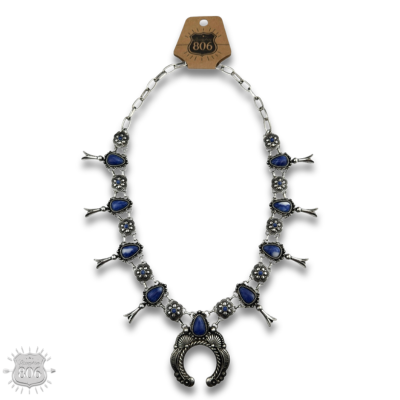Denim Blue Western Concho Statement Necklace