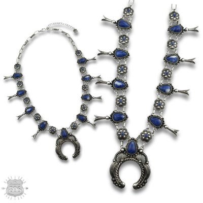 Denim Blue Western Concho Statement Necklace