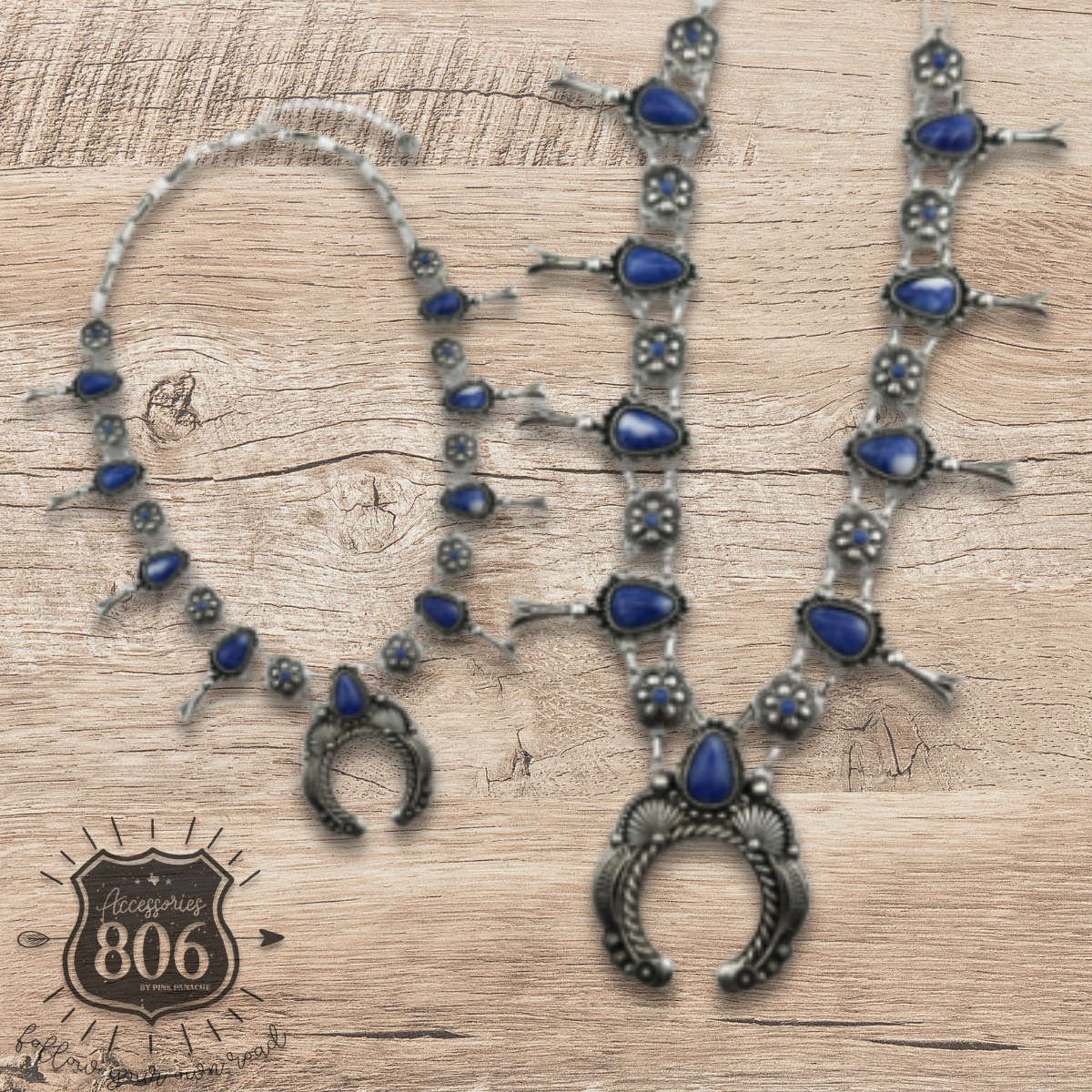 Denim Blue Western Concho Statement Necklace