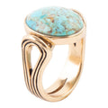 Nova genuine turquoise and bronze oval ring, front view