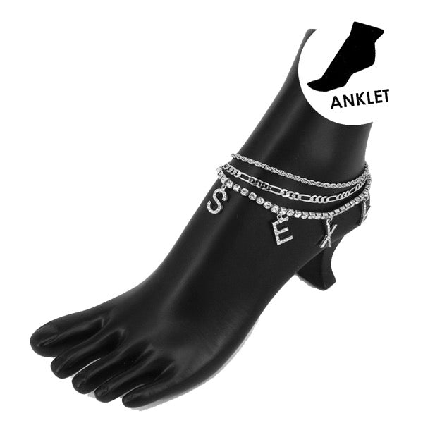 SEXY Rhinestone Layered Anklet Set