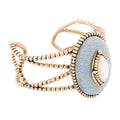 Blue denim and mother-of-pearl bronze cuff by Barse Jewelry